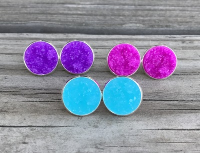 14mm Neon Studs with Silver Setting