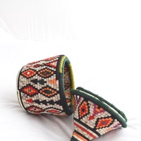 Berber Basket Handwoven Vintage Moroccan Wool Lidded Basket - Thumbnail 2