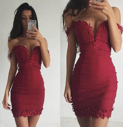 Off the shoulder Red Homecoming Dress,Sexy Short Prom Dress Cocktail Dress