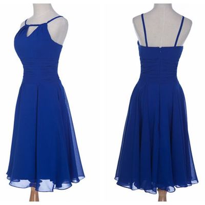 Simple short chiffon prom dresses spaghetti straps women dresses - Thumbnail 3