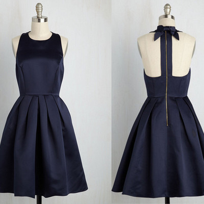 Halter neck short satin prom dresses women party dresses - Thumbnail 1