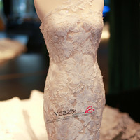 Sexy One-shoulder Mermaid Wedding Dresses Long Plus Size Lace Appliques Crystal Bridal Gowns RW184 - Thumbnail 1