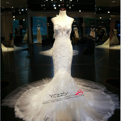 Sexy backless mermaid wedding dresses white long lace appliques beaded tiered wedding dress online shop china rw185