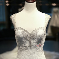 Sexy Backless Mermaid Wedding Dresses White Long Lace Appliques Beaded Tiered Wedding Dress Online Shop China RW185 - Thumbnail 3