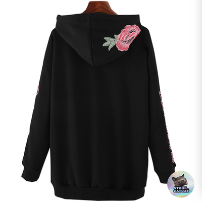 Don't talk to me rose embroidery hoodies 