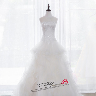 Fashion ball gown princess lace appliques wedding dresses long ruffles tiered formal church wedding gowns rw188