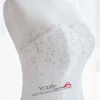 Fashion Ball Gown Princess Lace Appliques Wedding Dresses Long Ruffles Tiered Formal Church Wedding Gowns RW188 - Thumbnail 2