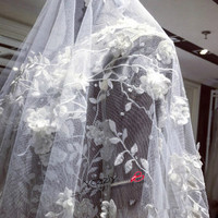 Real Out-cut Long Sleeves Lace Wedding Dresses 2017 Long Embroidery Floral Beaded Wedding Gowns Plus Size RW190 - Thumbnail 2