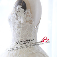 Luxury Ball Gown Princess Lace Appliques Pearls Wedding Dress 2017 Long Wedding Gowns With Short Sleeves Beach Wedding Dresses RW191 - Thumbnail 2