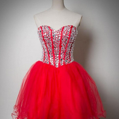 Short tulle crystals prom dresses sweetheart women dresses