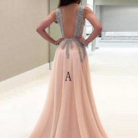 V-Neck Beading Prom dress,sexy prom dress,Evening Dress,Charming prom dress, long prom dress,prom dresses, elegant prom dress, prom dress Z147 - Thumbnail 2