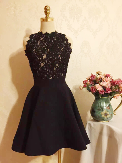 Lovely Lace Grey Short Stylish girl dress,party dress,homecoming dresses, Teen Dresses