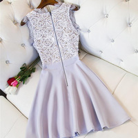 Lovely Lace Grey Short Stylish girl dress,party dress,homecoming dresses, Teen Dresses - Thumbnail 2