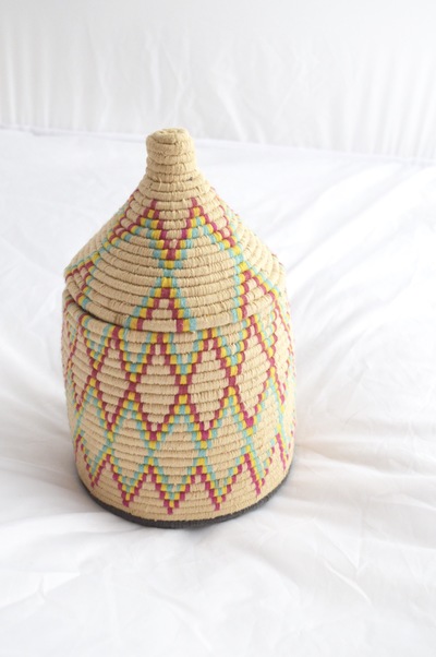 Berber Basket Handwoven Moroccan Wool Lidded Basket