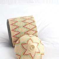 Berber Basket Handwoven Moroccan Wool Lidded Basket - Thumbnail 2