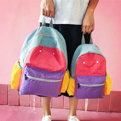 80's candy color pachwork canvas backpack
