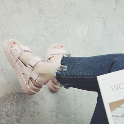 2017 wild muffled sandals female summer flat bottom students casual magic paste women shoes tide