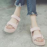 2017 Wild Muffled Sandals Female Summer Flat Bottom Students Casual Magic Paste Women Shoes Tide - Thumbnail 3