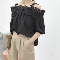 Retro Lace Cold Shoulder Blouse - Thumbnail 3