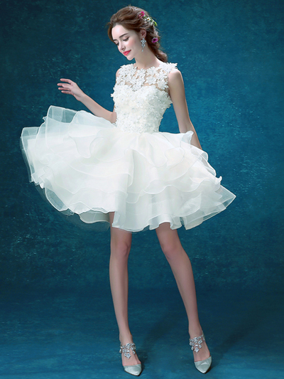 2017 prom dresses,A-line Scoop Short Mini Tulle Homecoming Dresses Cocktail Dresses SKY465