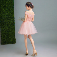Off-the-shoulder Homecoming dresses,Pink A-line V-neck Short Mini Tulle Homecoming Dress Short Prom Dresses SKY448 - Thumbnail 2
