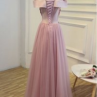 2017 prom dresses,Pink A-line Off-the-shoulder Satin Evening Dress Prom Dresses SKY491 - Thumbnail 2