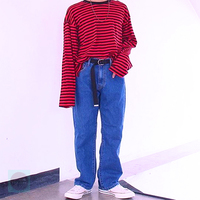 Free Shipping-90'S RED / WHITE LONG SLEEVE TEE - Thumbnail 4