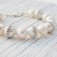 White Freshwater Pearl Sterling Silver bracelet - Thumbnail 1