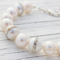 White Freshwater Pearl Sterling Silver bracelet - Thumbnail 2