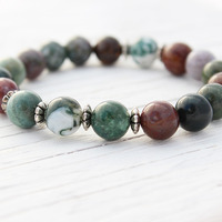 Earthy Marble Jasper beaded bracelet - Thumbnail 1
