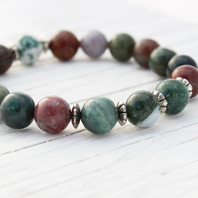 Earthy marble jasper beaded bracelet