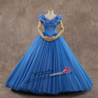 Cinderella Wedding Dress 2017 Luxury Blue Ball Gown Princess Crystal Bridal Gowns RW211 - Thumbnail 1