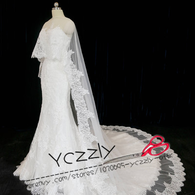 Elegant sweetheart lace mermaid wedding dresses 2017 long appliques crystal plus size wedding gowns with cape rw212