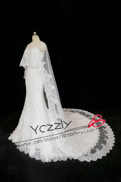 Elegant Sweetheart Lace Mermaid Wedding Dresses 2017 Long Appliques Crystal Plus Size Wedding Gowns With Cape RW212