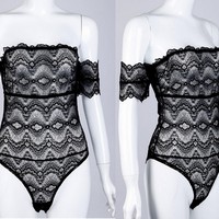 Dierdra Lace Bare Shoulders Bodysuit - Thumbnail 4