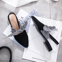 The Word With A Bowknot Casual Shoes Thick With Pointed Flat Shoes Baotou Single Shoes Female - Thumbnail 1