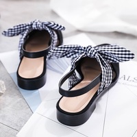 The Word With A Bowknot Casual Shoes Thick With Pointed Flat Shoes Baotou Single Shoes Female - Thumbnail 2