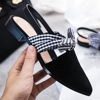 The Word With A Bowknot Casual Shoes Thick With Pointed Flat Shoes Baotou Single Shoes Female - Thumbnail 3