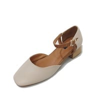 Mary Jane Shoes Retro Word Buckle Head Sandals Female Summer New With The Thick With Shoes Shoes Students - Thumbnail 4