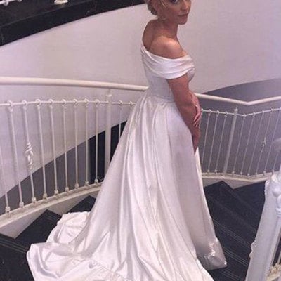 Off the shouder white wedding dress bridal gowns - Thumbnail 5