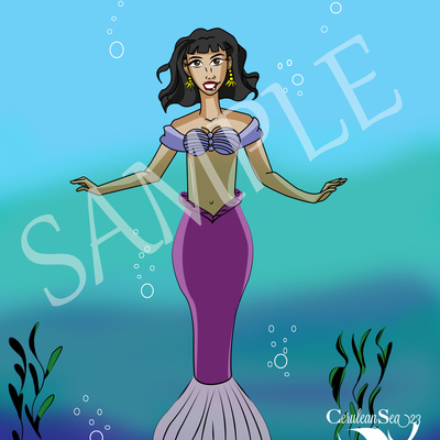 Mermaid deep blue sea poster