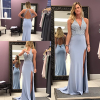 sexy prom dresses,Blue A-line Straps Floor-length Chiffon Evening Dress Prom Dresses SKY575 - Thumbnail 1