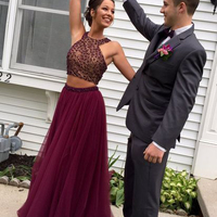 A-line prom dresses,two pieces Scoop Floor-length Evening Dress Prom Dresses SKY571 - Thumbnail 2