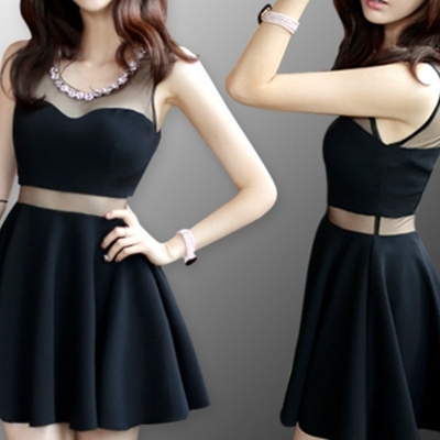 Sexy black see-through short dress,party dress,summer dress for teens