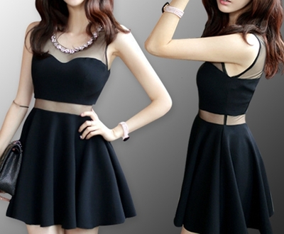 Sexy Black See-Through Short Dress,Party dress,Summer Dress for Teens