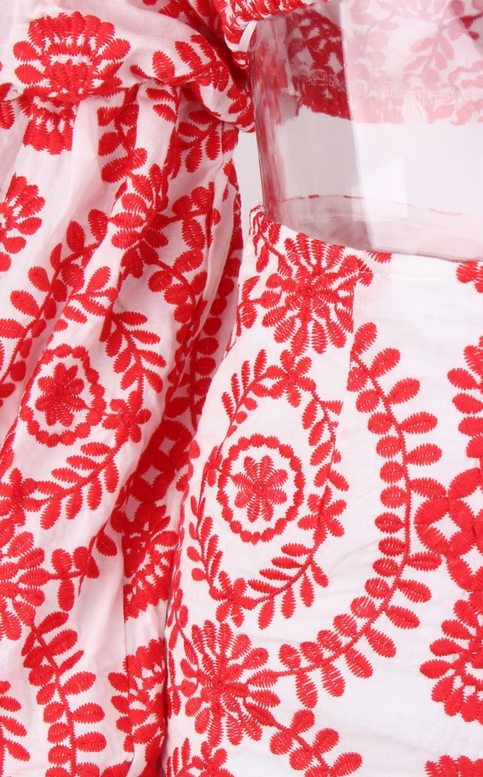 Red Paisley Embroidered 2 Piece Palysuit