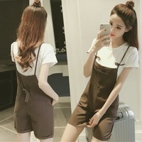 Slim straps overall shorts set - Thumbnail 4