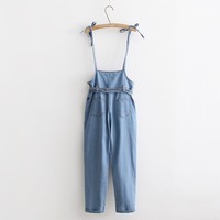 Kitty embroidery overall jeans - Thumbnail 1