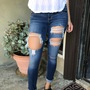 Distressed Dark Washed Skinny Jeans-1