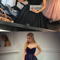 Unique strapless black  long prom dress, black evening dresses - Thumbnail 2